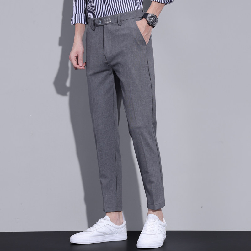 传棨修身春夏九分裤免烫西裤