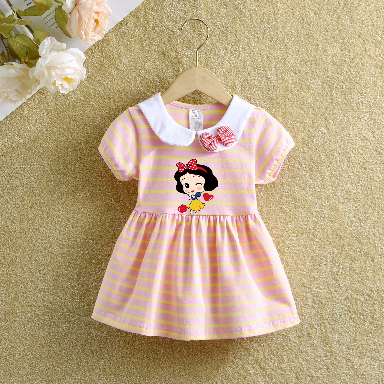 女童连衣裙2025夏季儿童夏款洋气娃娃领纯棉小清新女宝宝婴儿裙子
