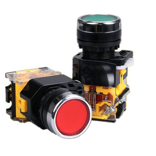 PBC Y090 LAY38 Y070 LA38-11BN银触点动开口22MM红绿开关按钮10A