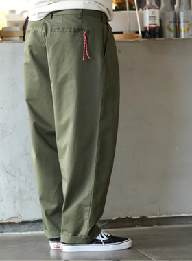 红绳系列BMS日制余文乐同款双褶锥形宽松长裤休闲裤