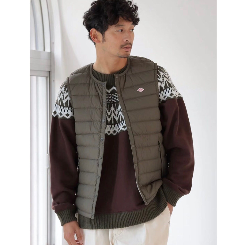 日系经典轻量羽绒马甲danton高密度尼龙保暖防水背心内胆男女款