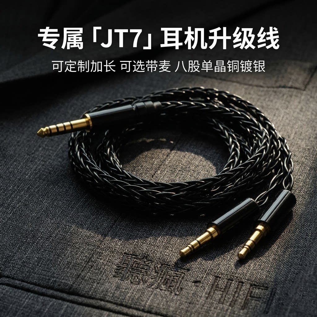适配飞傲翡声JT7耳机升级线带麦双3.5转4.4软八股可加长TYPE C图片