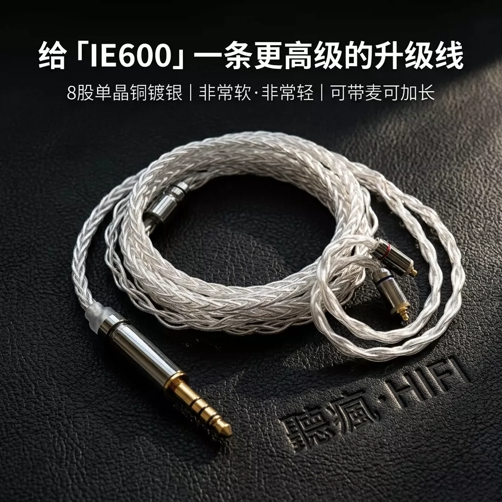 适配森海塞尔IE600耳机升级线带麦特殊mmcx软线TYPE C单晶 8股