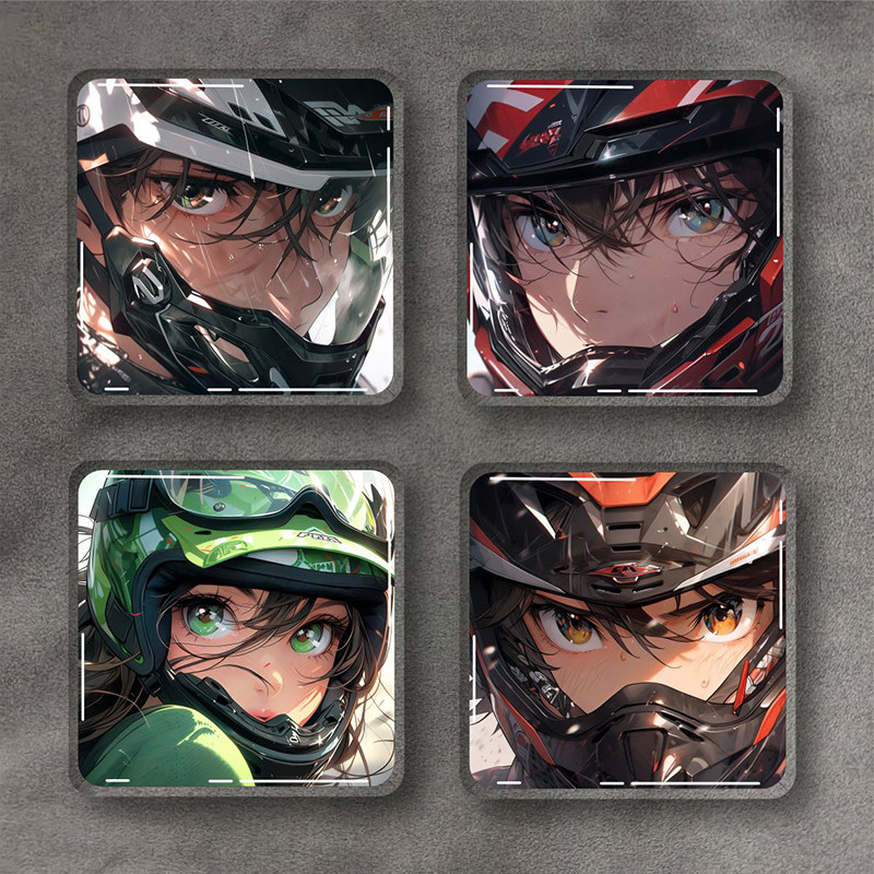 二次元动漫骑士头盔水晶贴纸电脑机箱装饰贴机车电动车3d立体车贴