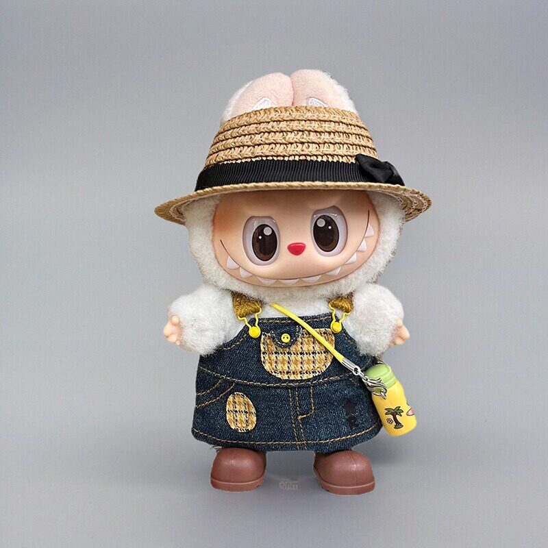 仅售娃衣17cm豆乳哆哆拉布布衣服套装labubu牛仔裙可爱背带裤着替