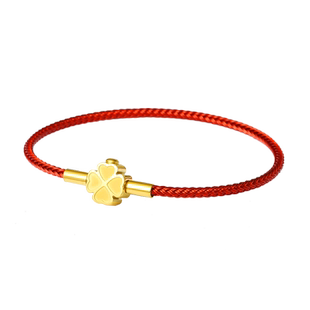 四叶草转运珠钢丝手绳女穿黄金配绳半成品本命年编织皮绳手链红绳