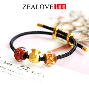 3d硬金转运珠金箔琉璃珠福袋黄金金珠皮绳手绳手链配珠diy串散珠