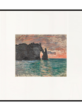 丘山生活 莫奈日落的象鼻山风景装饰画原木风日式艺术民宿挂画
