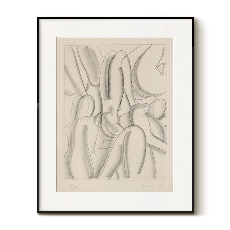 马蒂斯抽象风裸体原木书房装饰画