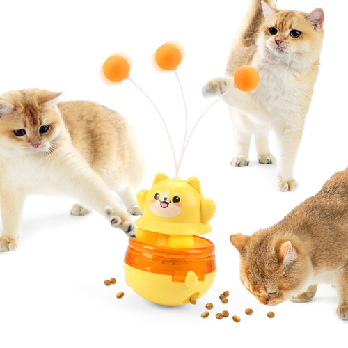 跨境外贸猫咪玩具不倒翁逗猫棒漏食球自嗨解闷神器宠物用品