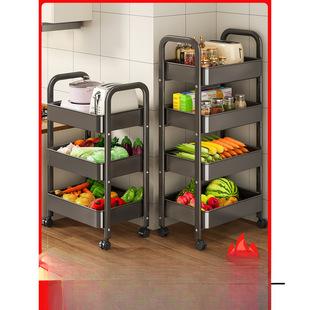 厨房置物架小推车落地家用可移动多层架子多功能放果蔬菜篮收纳架