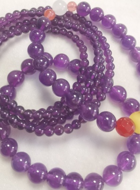 乌拉圭天然紫水晶手链女紫晶手串单圈简约转运情侣时尚首饰品捡漏