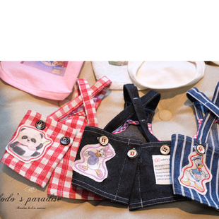 现货R宠物猫狗衣服春夏约克夏马尔济斯牛仔背带围裙T恤内搭唐老鸭