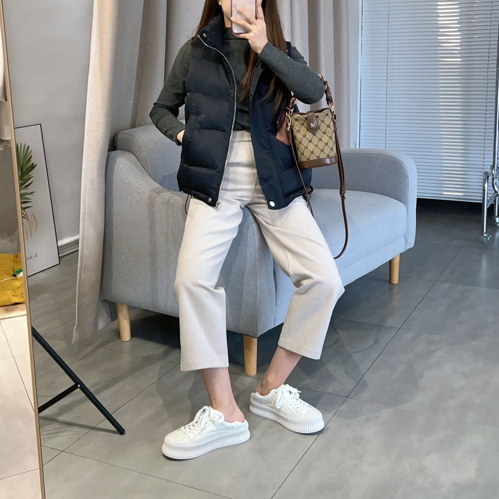 高腰百搭阔腿裤9分裤直筒毛呢