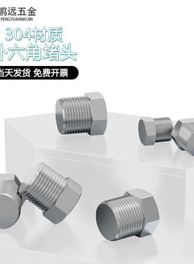 304不锈钢外六角堵头丝堵六角油塞闷头螺塞PT/NPT1/81/43/81/23/4