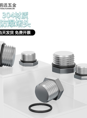 304/316不锈钢外螺纹堵头MGNPT金属实心接头防爆防水防尘堵头闷盖