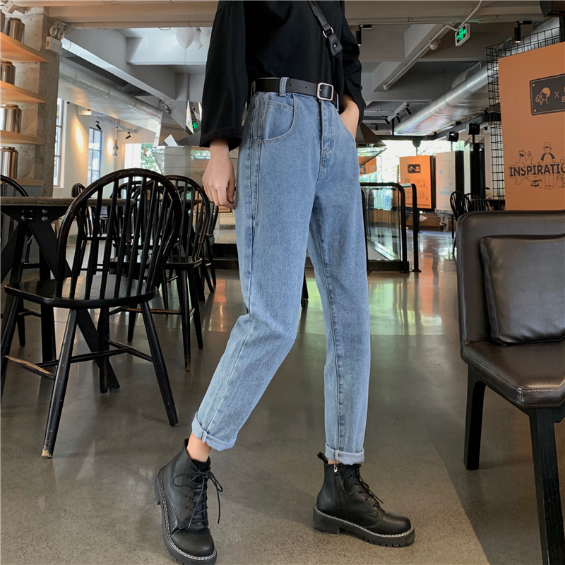 Real photo real price ~ Korean version high waist loose and versatile straight tube nine point pants for women