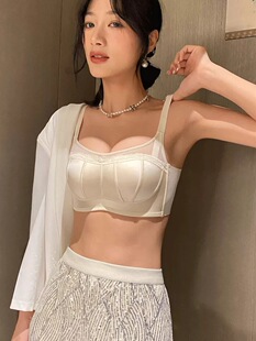 法式光面内衣女中厚性感小胸聚拢防走光无圈调整上托文胸胸罩