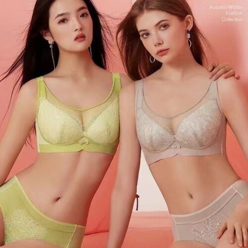 薄款蕾丝内衣女聚拢收副乳防下垂软钢圈调整型大胸显小文胸胸罩