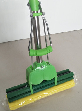 好惠拖27cm滚轮式挤水胶棉拖把卫浴不锈钢管海绵吸水拖把墩地抹布