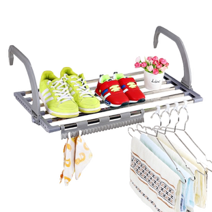 阳台晾晒架晒鞋架暖气片挂架凉台护栏晒枕头窗台可收放折叠晾衣架