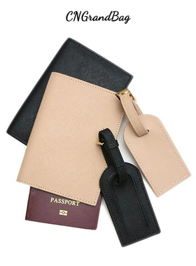 便捷真皮机票证件护照包行李牌保护套i简约十字纹牛皮可定制印字