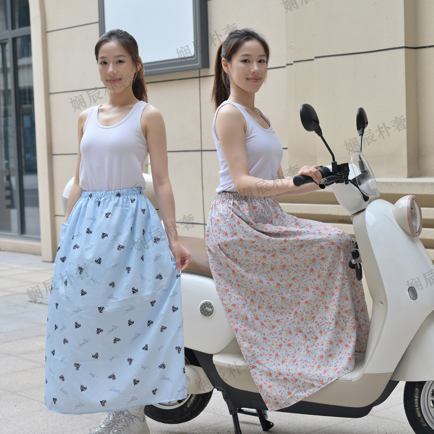 夏季电动车女防晒防走光护腿围裙