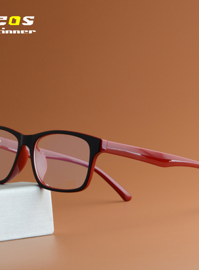 全框TR90近视眼镜框弹簧腿镜架平光镜超轻配成品变灰茶色镜片蓝色