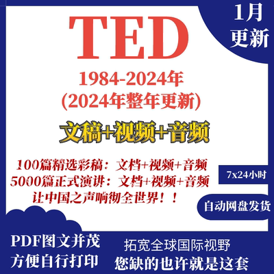 2024年Ted演讲稿文字稿高清视频音频电子中英双语版英语演讲精选