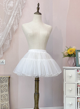 裙撑lolita洛丽塔狗短日常撑织梦花园35cm无骨软纱衬裙夏mini短款