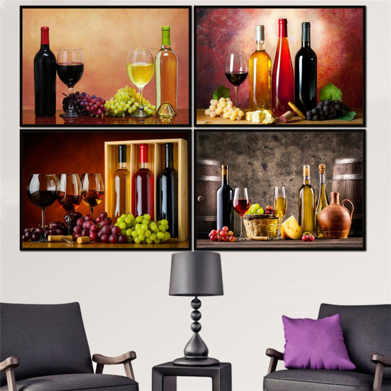 红酒海报装饰画咖啡厅西餐厅酒吧红酒柜背景墙壁画葡萄酒酒庄挂画