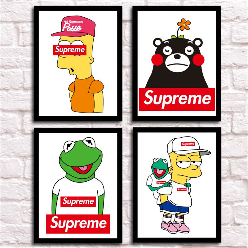 潮牌supreme卡通创意客厅装饰画现代简约沙发背景墙画服装店挂画