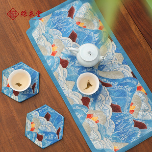 速发道衣堂中式茶席复古吉茶禅意杯垫茶彩隔热垫茶托祥巾桌布支持