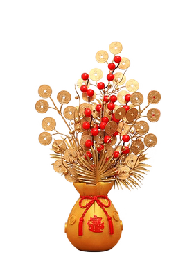 炫风新年装饰福瓶摆件年宵花红果