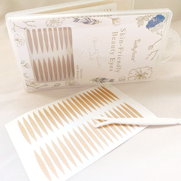 KELLYFACE橄榄形蕾丝网纹双眼皮贴肤色隐形自然防水无痕定型800贴