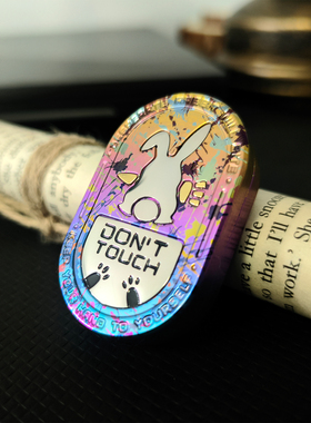 钛合金泼墨暴躁兔旋转律动机械推牌MOT金属edc解压玩具指尖陀螺