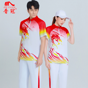 晋冠短袖T恤套装女梦之队广场舞2025新款中国龙运动套装健步队服