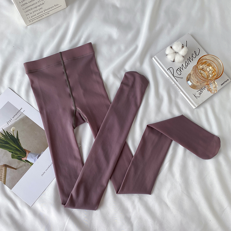 Real price ~ black leggings women's autumn and winter Plush legged pantyhose warm high waist stewardess grey skin penetrating pants