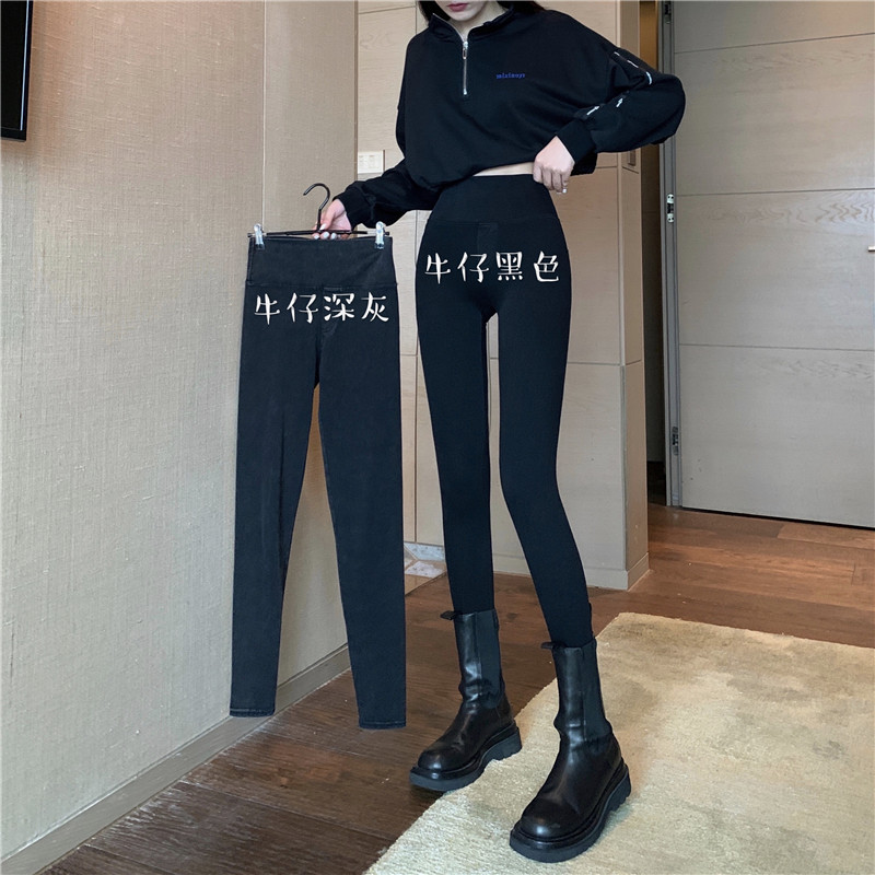 款   實拍實價牛仔芭比褲高腰收腹提臀打底褲高彈力牛仔褲女