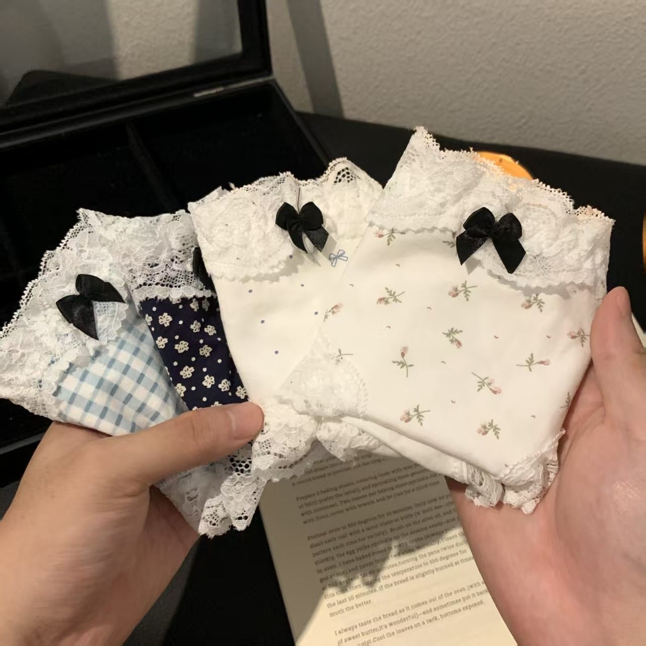 法式莫奈碎花蕾丝边女生内裤女士中腰甜美纯棉裆少女全棉裆内裤女,女士内衣/男士内衣/家居服,男三角内裤,淘宝优惠券,粉丝福利购,淘宝优惠卷