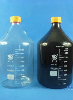 蜀牛蓝盖试剂瓶 2000 3000 5000 10000 20000ml 透明 棕色螺口黄盖高硼硅流动相玻璃丝口瓶 1 2 3 5 10 20L