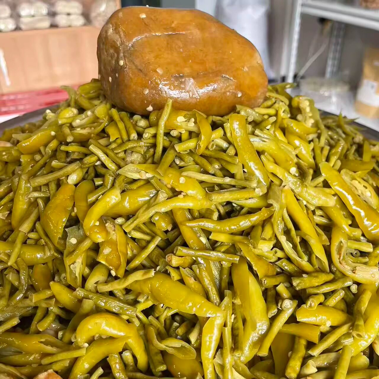 腌辣椒腌缸豆酸菜湖北罗田特产酸辣老缸豆酸豆角下饭菜正宗开胃