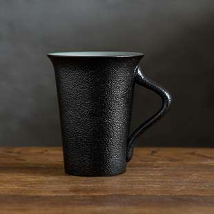 新品黑陶马克杯陶瓷杯子办公室喝茶杯家用情侣水杯中式简约泡茶杯