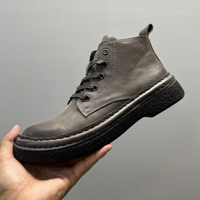 鼎瑞华2025新款真皮高帮鞋男头层牛皮休闲鞋百搭板鞋潮鞋马丁靴