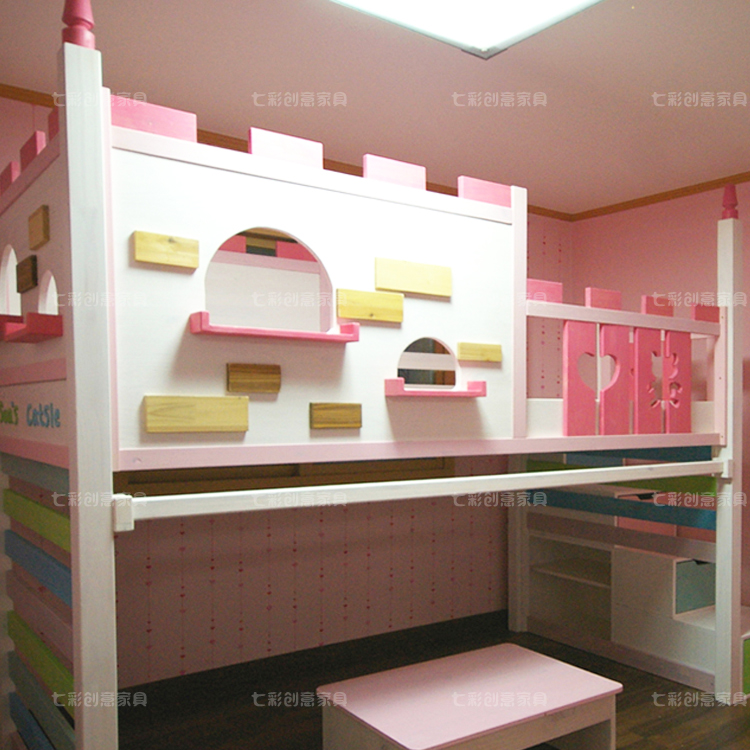 带护栏实木单层儿童床可定制款