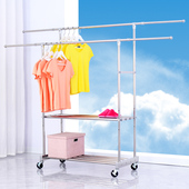 加厚SUS304不锈钢晾衣架 落地阳台双杆伸缩凉衣杆晒被挂衣服架子