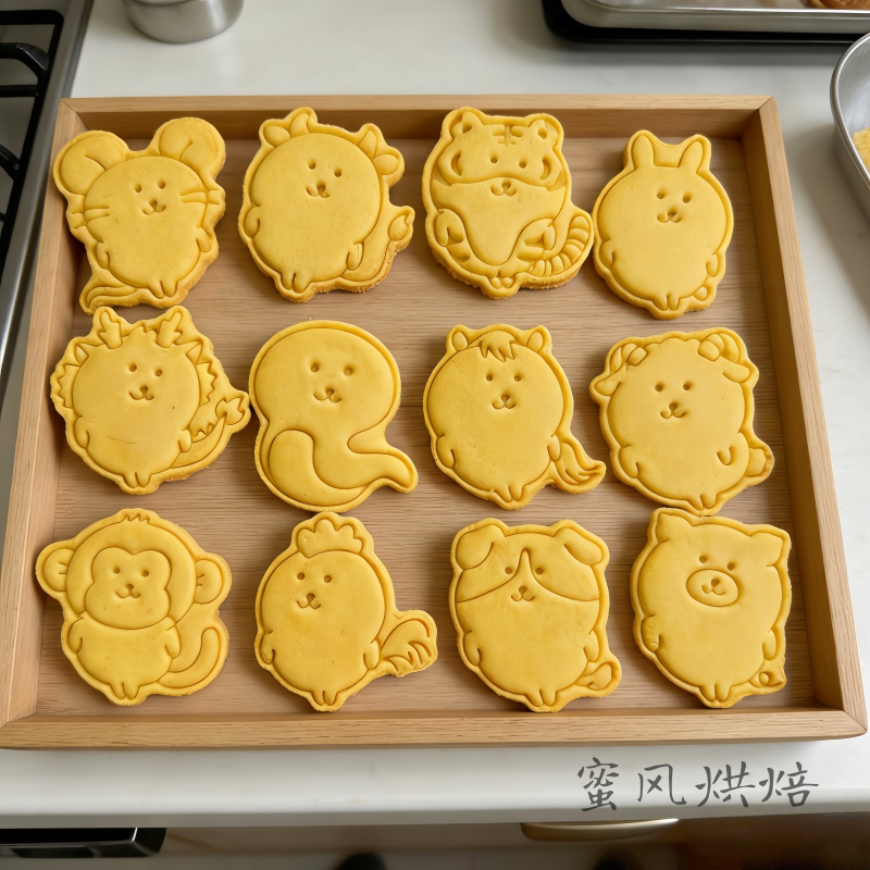 自嘲熊卡通十二生肖曲奇饼干模具烘焙家用印模石塑黏土冰箱贴印模