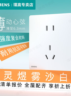 西门子灵煜系列超薄哑光雾沙白色开关插座面板家用五孔USB暗装1开