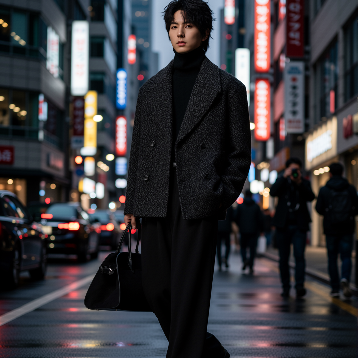 w2x时尚双面呢羊毛大衣男装秋冬季男款加厚冬装西装外套短款保暖