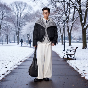 男士 棉衣冬装 保暖棉袄子大毛领棉服 座山雕外套加厚秋冬季 w2x时尚